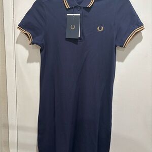 NWT Fred Perry Navy Polo Dress with Gold Accents